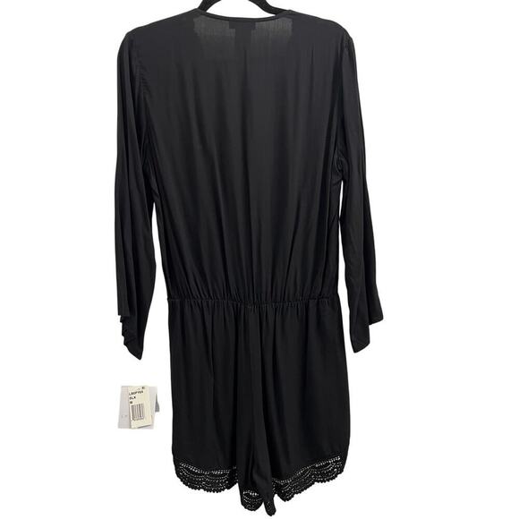 La Blanca La Costa Lace Swim Coverup V Neck Romper, Black M - Picture 4 of 7